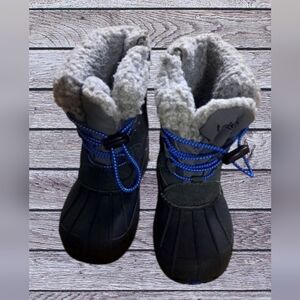 Totes Charcoal Gray Suede Black Waterproof Winter Boots Blue Laces Toddler's 9M